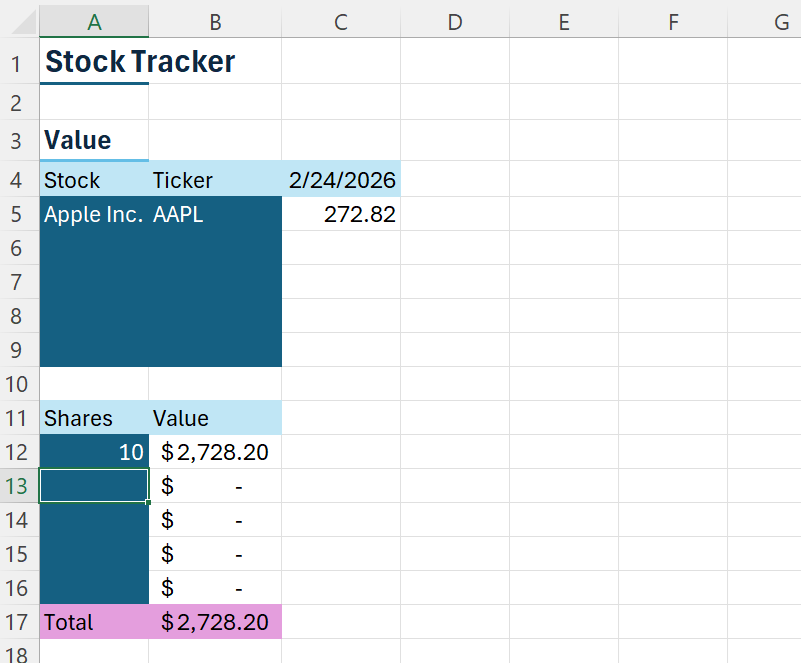 Finished Excel Project